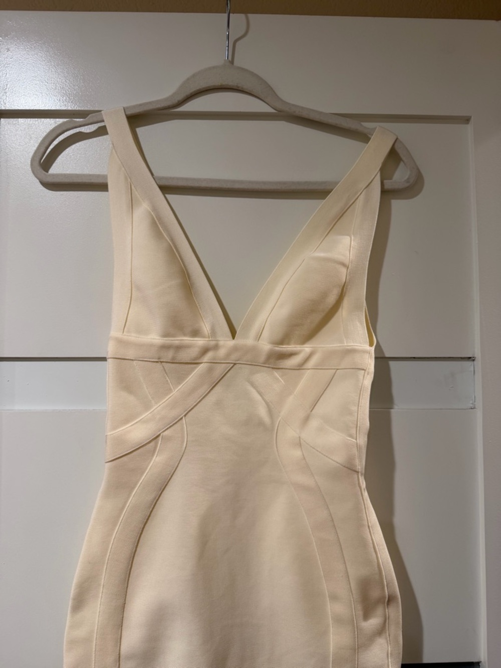 House of CB Cream V‑Neck Midi Sheath Dress - Picture 2 of 13